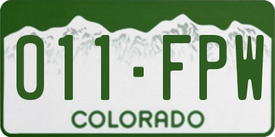 CO license plate 011FPW