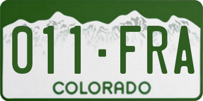 CO license plate 011FRA