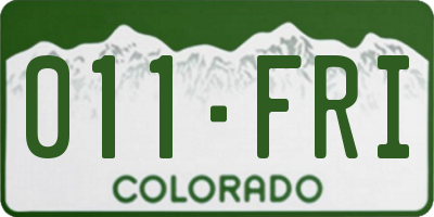 CO license plate 011FRI