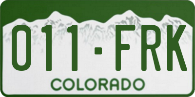CO license plate 011FRK