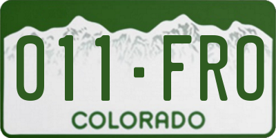 CO license plate 011FRO