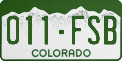 CO license plate 011FSB