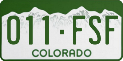 CO license plate 011FSF
