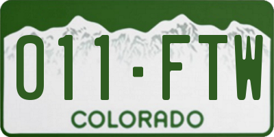 CO license plate 011FTW