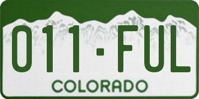 CO license plate 011FUL