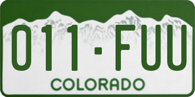 CO license plate 011FUU