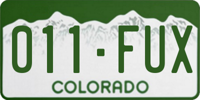CO license plate 011FUX