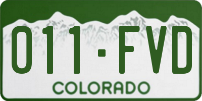 CO license plate 011FVD