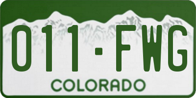 CO license plate 011FWG