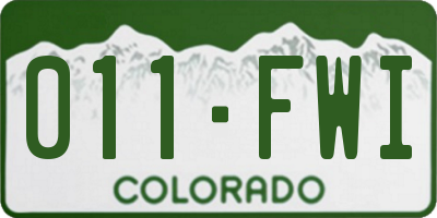 CO license plate 011FWI