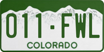 CO license plate 011FWL