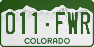 CO license plate 011FWR