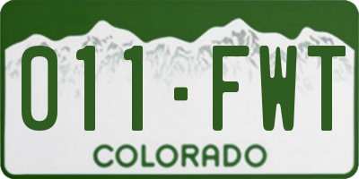 CO license plate 011FWT