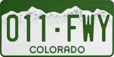 CO license plate 011FWY