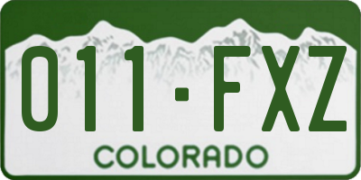 CO license plate 011FXZ