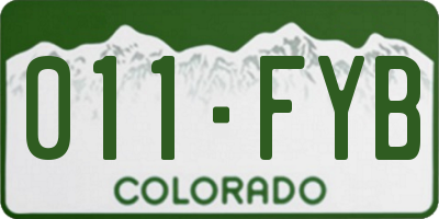 CO license plate 011FYB