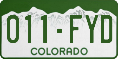 CO license plate 011FYD