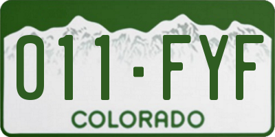 CO license plate 011FYF