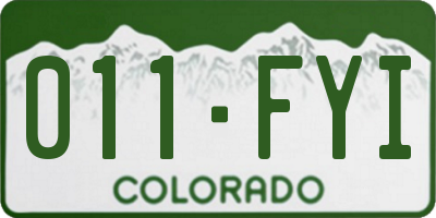 CO license plate 011FYI