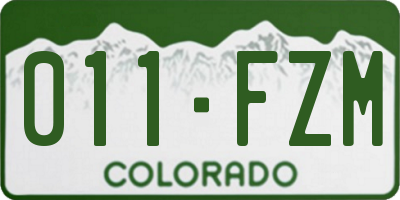 CO license plate 011FZM