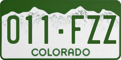 CO license plate 011FZZ