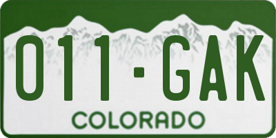 CO license plate 011GAK