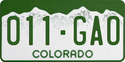 CO license plate 011GAO