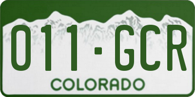 CO license plate 011GCR