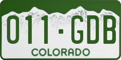 CO license plate 011GDB
