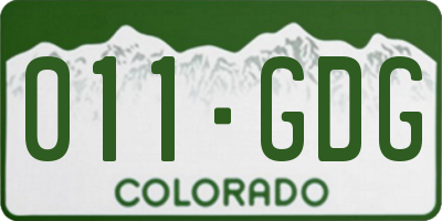 CO license plate 011GDG