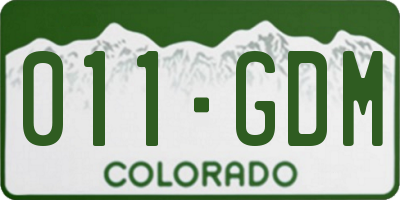 CO license plate 011GDM