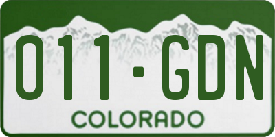 CO license plate 011GDN