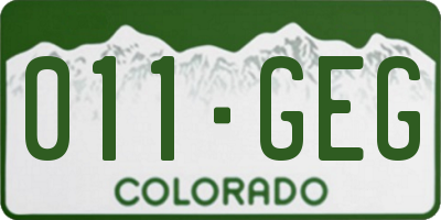 CO license plate 011GEG