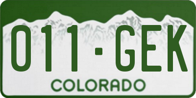 CO license plate 011GEK