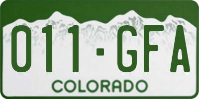 CO license plate 011GFA
