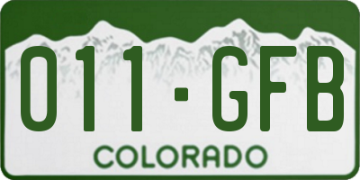 CO license plate 011GFB