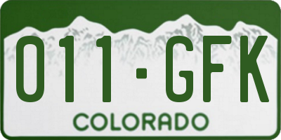 CO license plate 011GFK