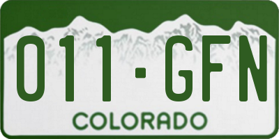 CO license plate 011GFN