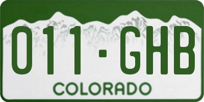 CO license plate 011GHB