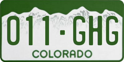 CO license plate 011GHG
