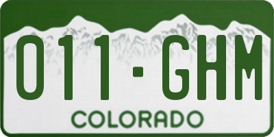 CO license plate 011GHM