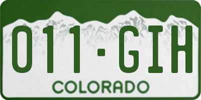 CO license plate 011GIH