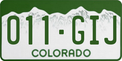 CO license plate 011GIJ