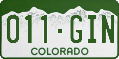 CO license plate 011GIN