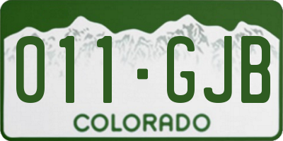 CO license plate 011GJB