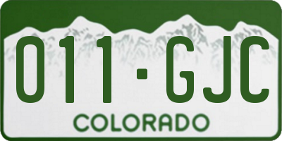 CO license plate 011GJC