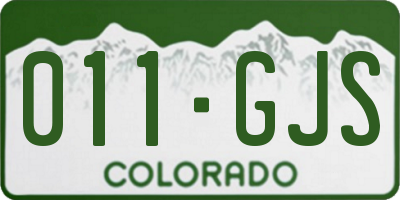 CO license plate 011GJS