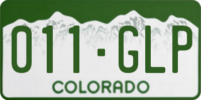 CO license plate 011GLP