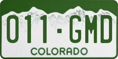 CO license plate 011GMD