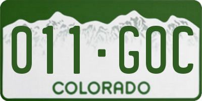CO license plate 011GOC